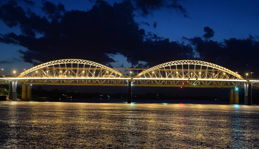 Освещение Борского моста в Нижнем Новгороде